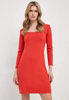 Luisa Spagnoli rochie din lana culoarea portocaliu, mini, drept imagine