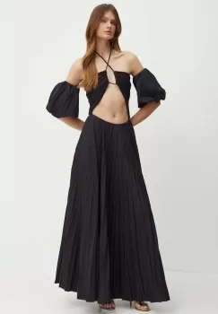 Luisa Spagnoli rochie PESTO culoarea negru, maxi, evazati, 541313 imagine