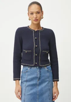 Luisa Spagnoli sacou culoarea albastru marin, un singur rand de nasturi, 541684 imagine