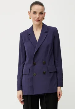 Luisa Spagnoli sacou culoarea bleumarin, cu doua randuri de nasturi, uni, 542474 imagine