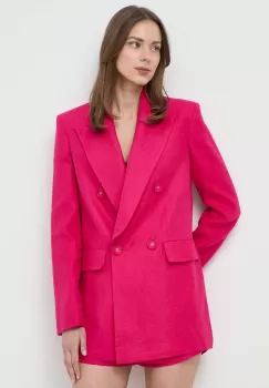 Luisa Spagnoli sacou de in VELINA culoarea roz, cu doua randuri de nasturi, neted, 540685 imagine