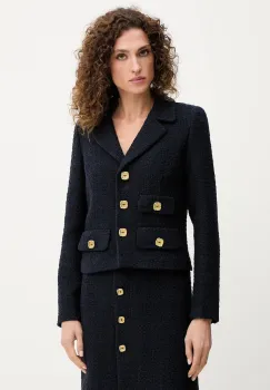 Luisa Spagnoli sacou din lana culoarea bleumarin, un singur rand de nasturi, uni, 542245 imagine