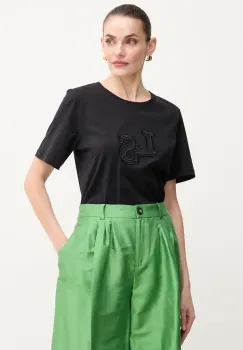 Luisa Spagnoli tricou din bumbac femei, culoarea negru, 542081 imagine