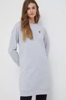 Lyle & Scott rochie din bumbac culoarea gri, mini, drept imagine