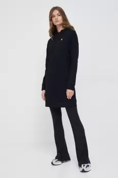 Lyle & Scott rochie din bumbac culoarea negru, mini, drept imagine