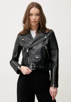 MACKAGE geaca ramones de piele culoarea negru, de tranzitie, MASINA imagine
