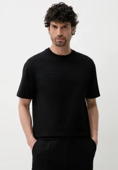 MACKAGE tricou din bumbac barbati, culoarea negru, neted, TEE.R imagine