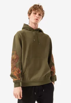 Maharishi hanorac de bumbac bluza Maharishi 8031 OLIVE barbati, culoarea verde, cu gluga, cu imprimeu 8031.OLIVE-OLIVE imagine