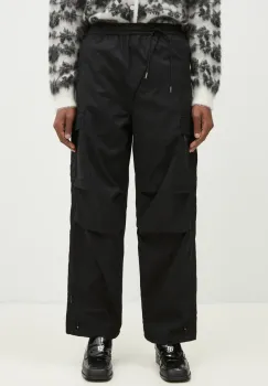 Maharishi pantaloni de bumbac Asym Cargo Track Pants culoarea negru, drept, 5307.BLACK imagine