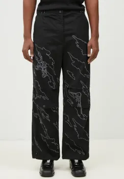 Maharishi pantaloni de bumbac Dpm: Sparse Bonsai Snopants culoarea negru, drept, 5340.BLACK imagine