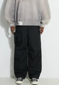 Maharishi pantaloni M.A.L.I.C.E. M51 Cargo Pants Cotton Hemp Twill 28 barbati, culoarea negru, cu fason cargo, 5051.BLACK imagine