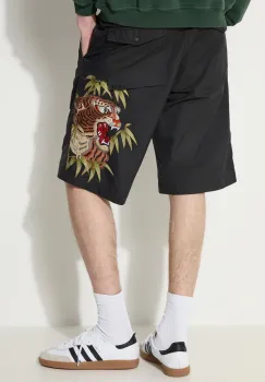 Maharishi pantaloni scurti Maha Tiger Loose Snoshorts barbati, culoarea negru, 5099.BLACK imagine