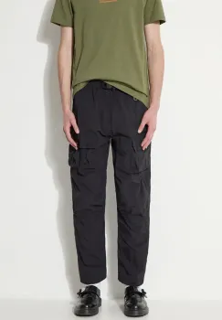 Maharishi pantaloni Veg Dyed Cargo Track Pants Japanese barbati, culoarea negru, cu fason cargo, 5040.BLACK imagine