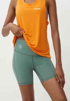 Mammut pantaloni scurti sport Massone femei, culoarea verde, neted, high waist imagine