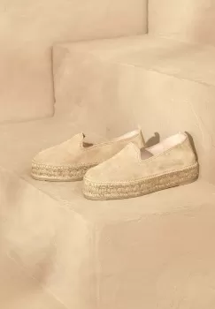 Manebi espadrile din piele intoarsa Hamptons Double Sole Espadrilles culoarea bej, cu platforma, K 1.1 D0 imagine