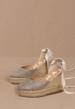 Manebi espadrile Wedge Espadrilles femei, culoarea auriu, cu platforma, H 3.1 WV imagine