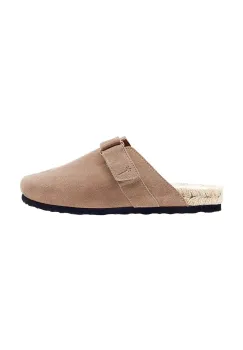 Manebi papuci din piele Hamptons Clog Mules femei, culoarea bej, W 1.9 B0 imagine