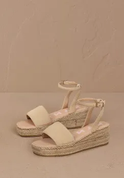 Manebi sandale din piele intoarsa Platforms With Strap culoarea bej, M 1.1 WJ imagine