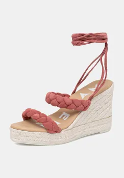 Manebi sandale wedges din piele intoarsa Two Braided Bands Wedge Espadrilles imagine