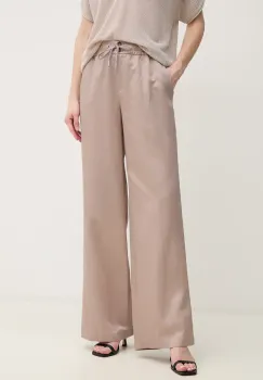 Marc Aurel pantaloni din amestec de in femei, culoarea bej, lat, high waist, 1852-1000-93406 imagine