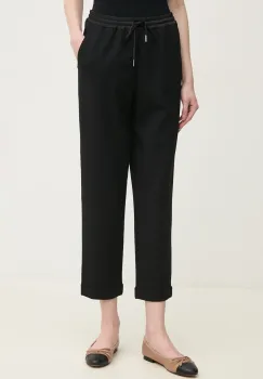Marc Aurel pantaloni femei, culoarea negru, drept, high waist, 1797-7002-93391 imagine