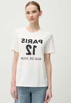 Marc Aurel tricou din bumbac femei, culoarea alb, 7647-7000-73824 imagine