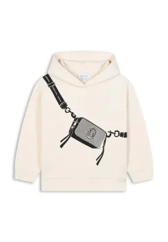 Marc Jacobs hanorac de bumbac pentru copii culoarea bej, cu gluga, cu imprimeu, W60387 imagine