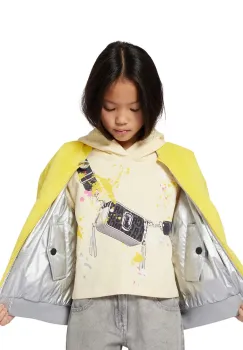 Marc Jacobs hanorac de bumbac pentru copii culoarea galben, cu gluga, cu model, W60573 imagine