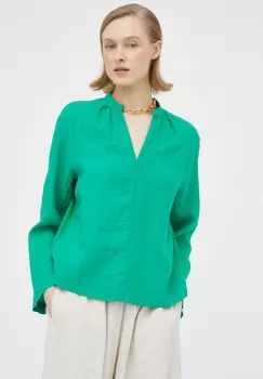 Marc O'Polo bluza din in culoarea verde, neted imagine