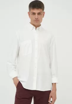 Marc O'Polo camasa barbati, culoarea bej, cu guler button-down, relaxed imagine