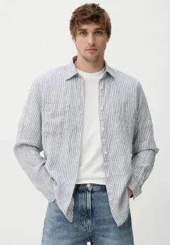 Marc O'Polo camasa de in culoarea bleumarin, cu guler clasic, regular, M24737242090 imagine