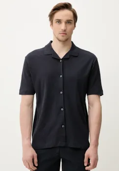 Marc O'Polo camasa din amestec de in barbati, culoarea bleumarin, cu guler clasic, regular, 523209153068 imagine
