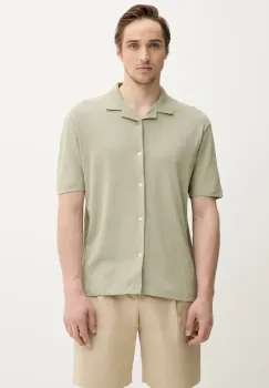 Marc O'Polo camasa din amestec de in barbati, culoarea verde, cu guler clasic, regular, 523209153068 imagine