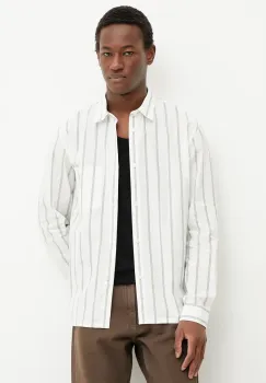 Marc O'Polo camasa din bumbac barbati, culoarea alb, cu guler italian, relaxed, 5000005910 imagine