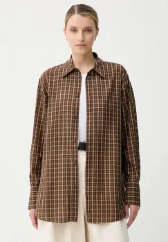 Marc O'Polo camasa din bumbac culoarea maro, cu guler clasic, relaxed, 508106242155 imagine