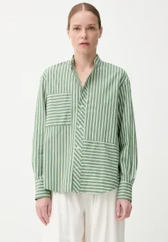 Marc O'Polo camasa din bumbac culoarea verde, cu guler stand-up, relaxed, 5000005533 imagine