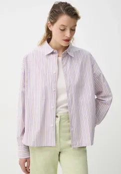 Marc O'Polo camasa din bumbac femei, culoarea violet, cu guler clasic, relaxed, 5000006198 imagine