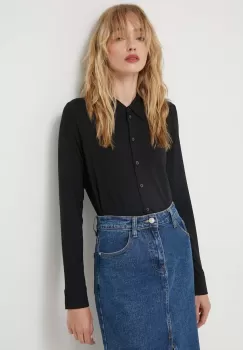 Marc O'Polo camasa femei, culoarea negru, cu guler clasic, regular imagine
