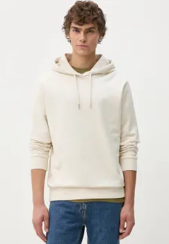 Marc O'Polo hanorac de bumbac culoarea bej, cu gluga, neted, 428402654180 imagine