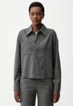 Marc O'Polo jacheta camasa cu lana culoarea gri, de tranzitie, oversize, 510023774127 imagine