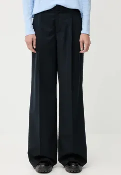 Marc O'Polo pantaloni cu lana culoarea bleumarin, drept, high waist, 600015310005 imagine