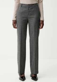 Marc O'Polo pantaloni cu lana culoarea gri, drept, high waist, 510023710199 imagine
