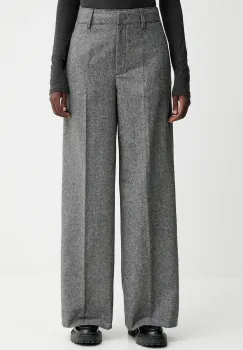 Marc O'Polo pantaloni cu lana culoarea gri, lat, high waist, 509015810149 imagine