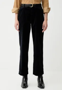 Marc O'Polo pantaloni de catifea cord culoarea bleumarin, drept, high waist, 511104110441 imagine