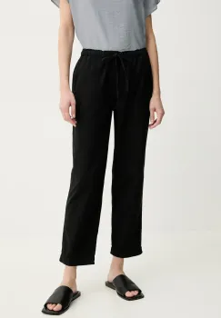 Marc O'Polo pantaloni din amestec de in femei, culoarea negru, drept, medium waist, 503134010073 imagine