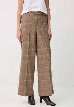 Marc O'Polo pantaloni din lana culoarea maro, lat, high waist, 508015010417 imagine