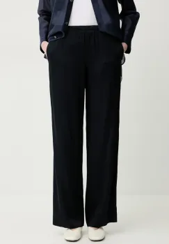 Marc O'Polo pantaloni femei, culoarea albastru marin, drept, high waist, 502132810047 imagine