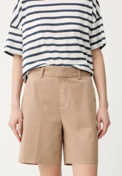 Marc O'Polo pantaloni scurti culoarea bej, uni, high waist, 503040015019 imagine