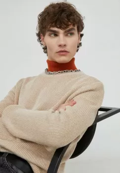 Marc O'Polo pulover de bumbac barbati, culoarea bej imagine