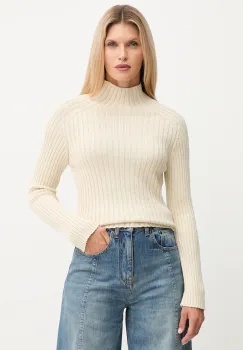 Marc O'Polo pulover de bumbac culoarea bej, cu turtleneck, 509605960173 imagine